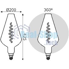 Лампа cветодиодная LED Filament Vase E27 8.5W Gray 165lm 1800K 1/2 180802005 Gauss