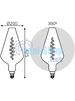 Лампа cветодиодная LED Filament Vase E27 8.5W Gray 165lm 1800K 1/2 180802005 Gauss