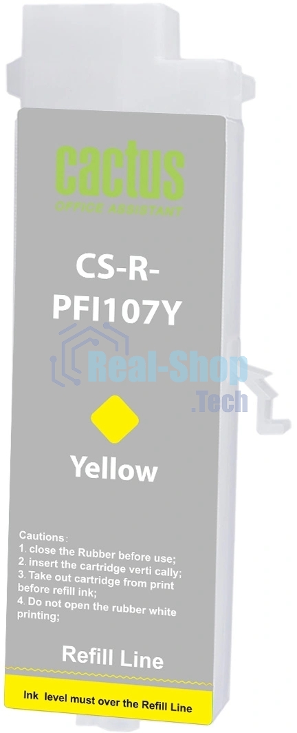 Картридж перезаправляемый струйный Cactus CS-R-PFI107Y желтый для Canon imageProGRAF iPF670/680/685/770/780/785 без чипа