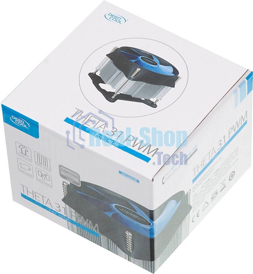 Кулер для процессора DEEPCOOL THETA 31 PWM черный/синий, 92 мм, алюминий/медь, 2400 об/мин, 32.5 дБ, 4 pin, 95 Вт, 60 мм