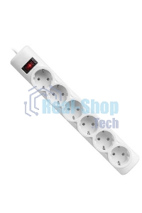 Сетевой фильтр Defender DFS 155 5.0 m, 6 розеток, белый