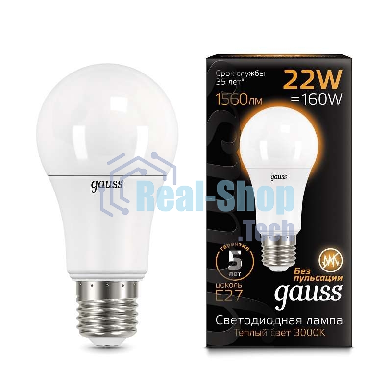 Лампа светодиодная Gauss A70 22Вт 3000К E27