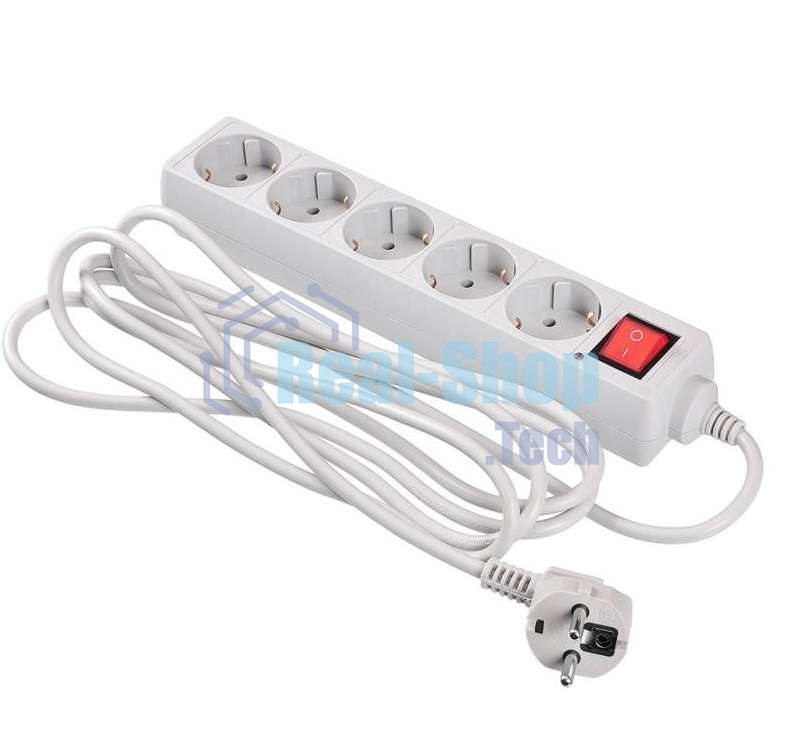 Сетевой фильтр Buro 500SL-3-G 3 м (5 розеток) серый (пакет ПЭ)