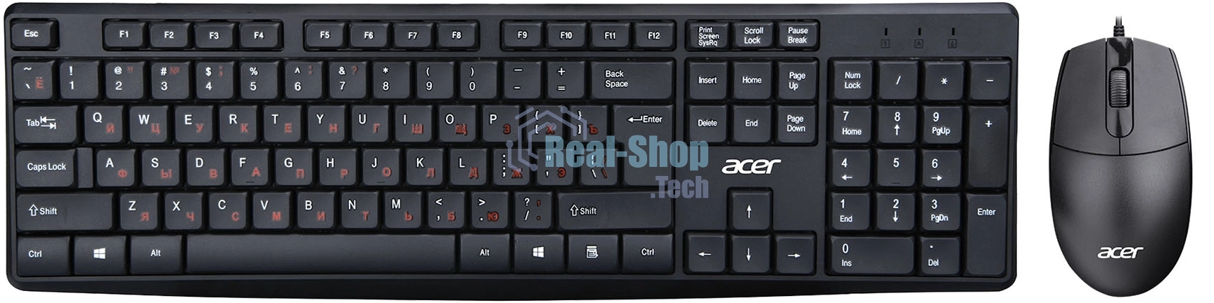 Комплект клавиатура + мышь Acer OMW141 клав:черный мышь:черный USB