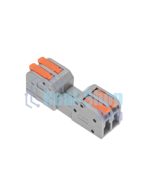 Клемма Rexant СМК 222-422R проходная разъемная 2 полюса серый 0,2-2,5/4 мм² (блистер 5 шт/уп)