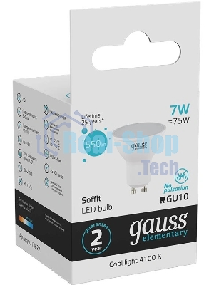 Лампа светодиодная Gauss Elementary MR16 7Вт 4100К GU10 550лм