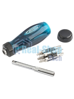 Отвертка реверсивная GROSS 11603с удлинителем трещотка 72 зуба 12шт сталь s2