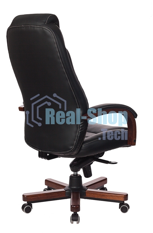 Кресло руководителя Бюрократ T-9923WALNUT/BLACK черный, кожа, крестовина дерево