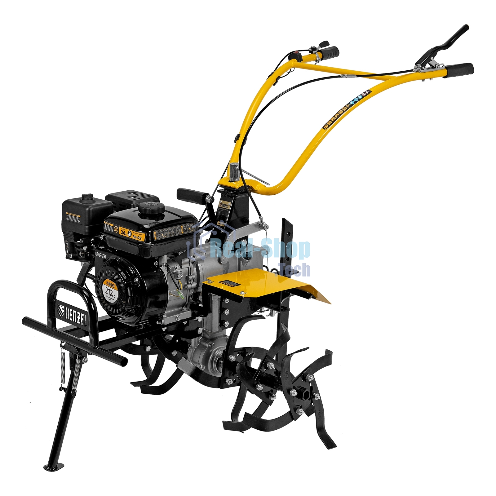 Мотоблок Denzel DPT-370X 7 л.с., диск.сцеп, шир 90 см, глуб 35 см, фрез 3х4, ВОМ, передачи 3В/1Н