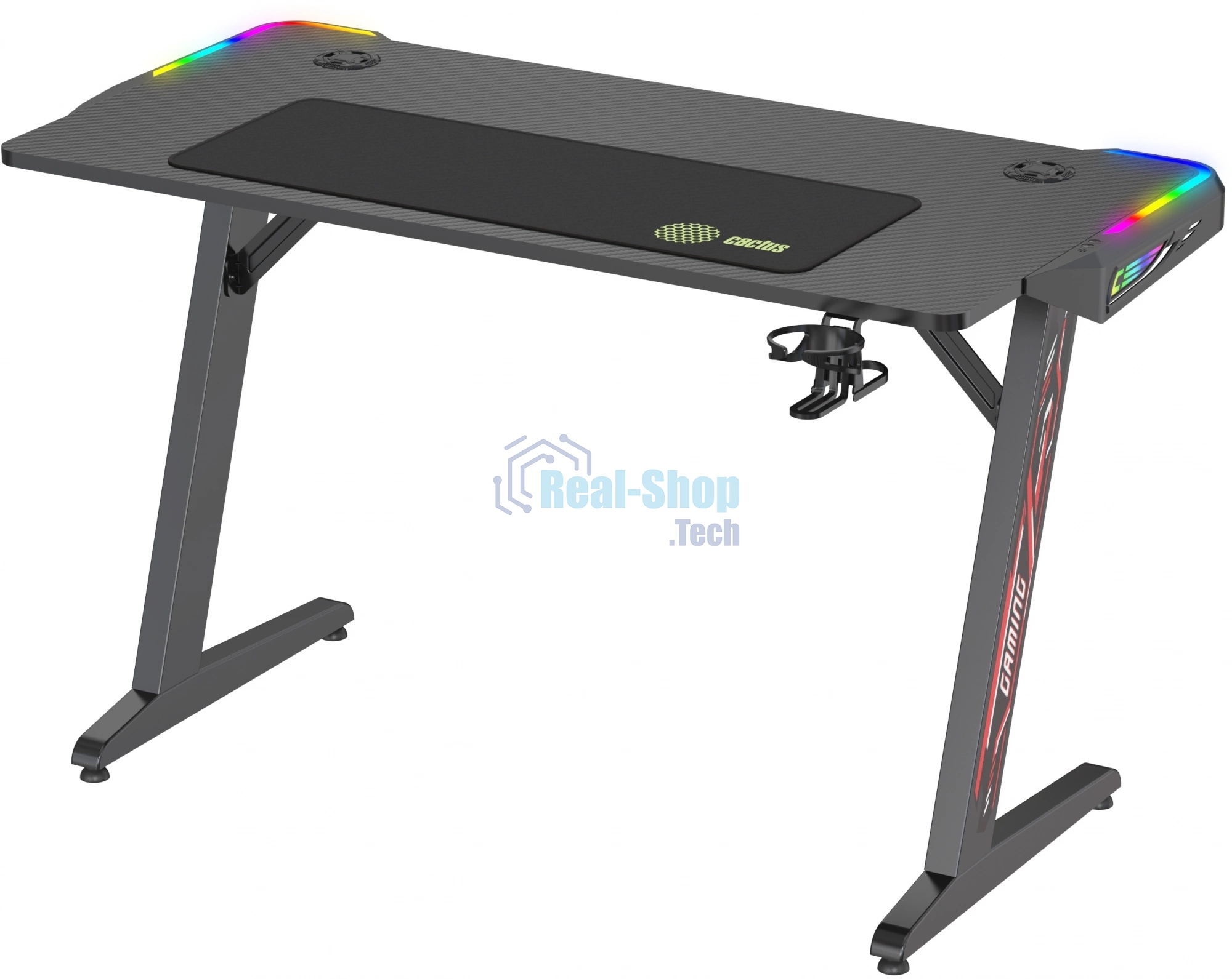 Стол игровой Cactus CS-GTZ-BK-RGb столешница ДСП, черный каркас черный