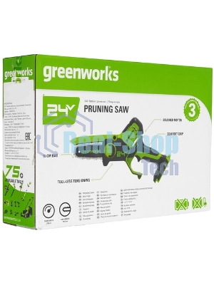 Цепная мини пила GreenWorks G24MCS10K2 аккумуляторная, 24v, 10 см, c АКБ 2АЧ и ЗУ (2008207UA)