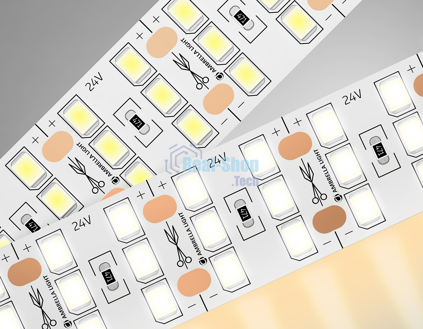 Светодиодная лента Ambrella light GS3901 2835 324Led/ 26W m/ 24V IP20 3000K/ 5000*18*1.2mm (2 конт.)