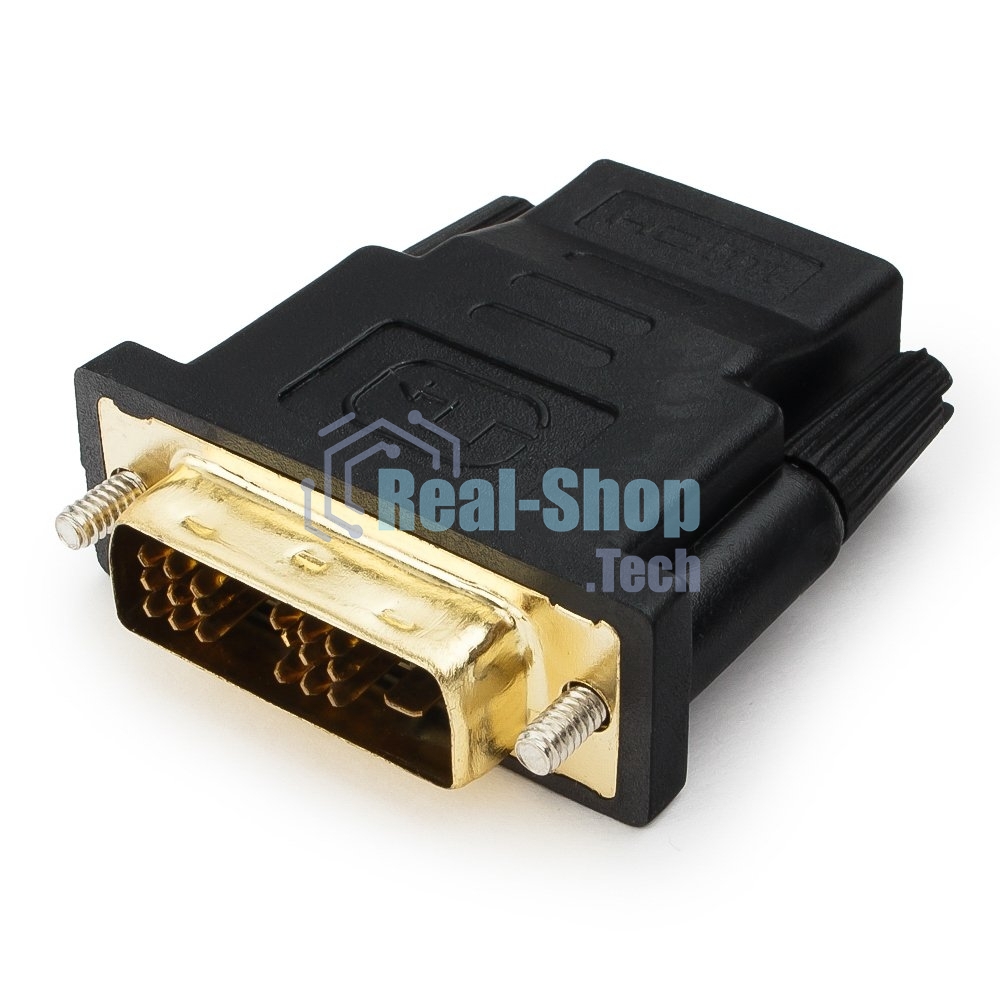 Переходник Cablexpert HDMI-DVI 19F/19M золотые разъемы, пакет, черный (A-HDMI-DVI-2)