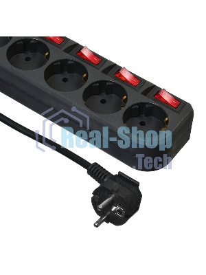 Сетевой фильтр Buro 500SH-3-SW-B 3 м, 5 розеток, черный, коробка