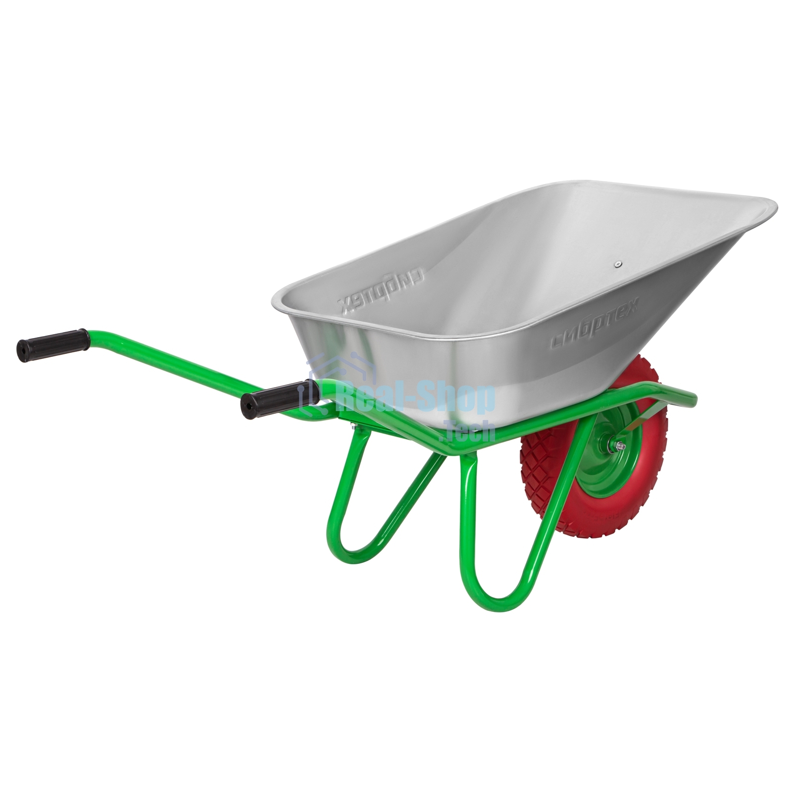 Тачка садово-строительная Сибртех с PU колесом, грузоподъемность 180 кг, объем 90 л