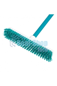 Щетка пластмассовая для чистки ковров, 27 cм, c черенком, 120 см, бирюз. щетина, HomePalisad
