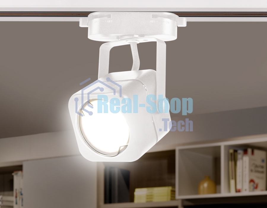 Трековый однофазный светильник со сменной лампой Ambrella light GL5107 WH белый GU10 max 12W