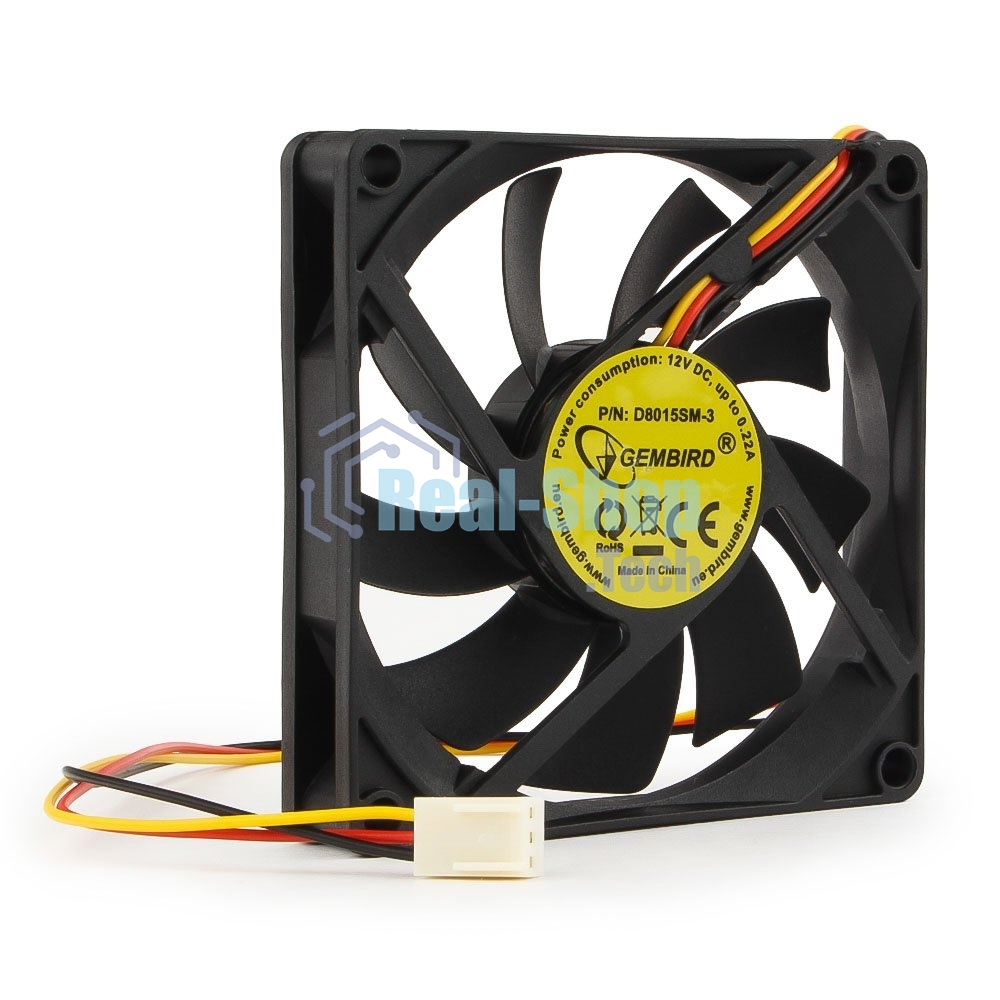 Вентилятор для корпуса Gembird D8015SM-3 черный, 80 мм, 2600 об/мин, 27 дБ, 3 pin