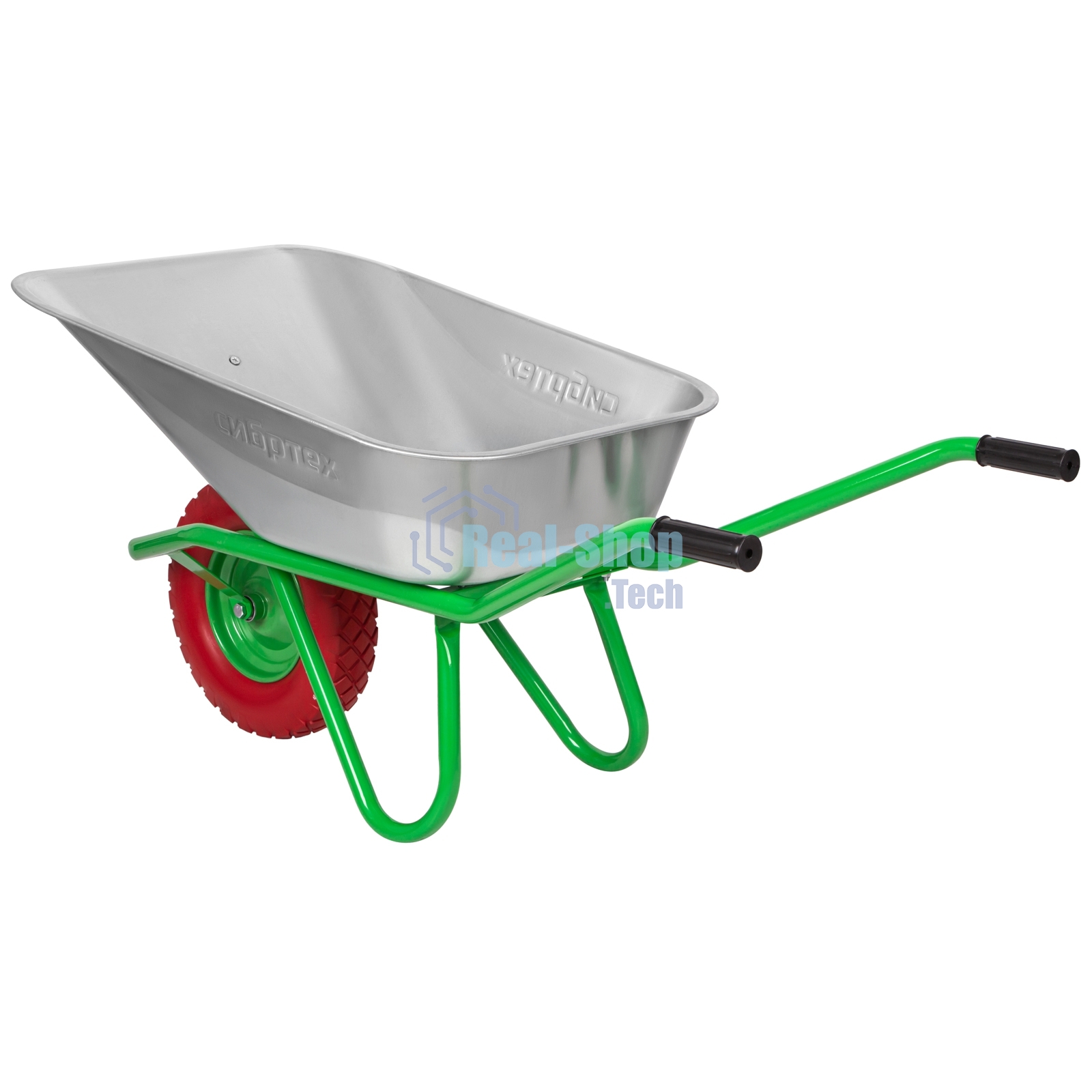 Тачка садово-строительная Сибртех с PU колесом, грузоподъемность 180 кг, объем 90 л