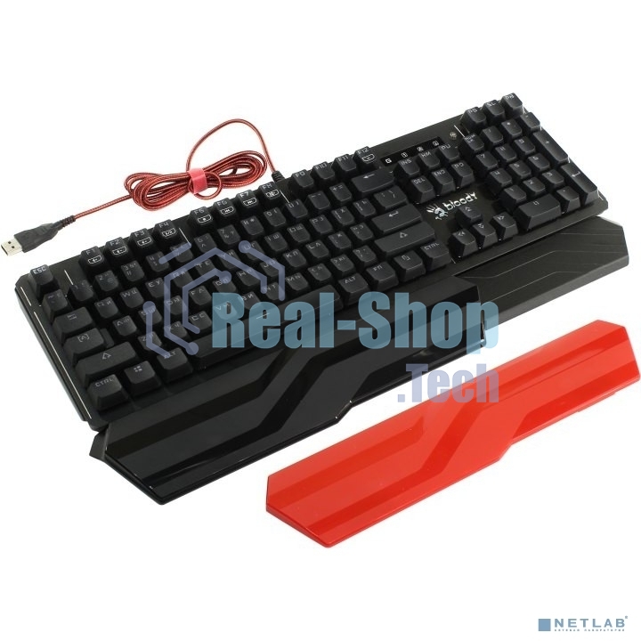 Клавиатура проводная A4 B975 механическая черный USB Gamer LED (подставка для запястий)