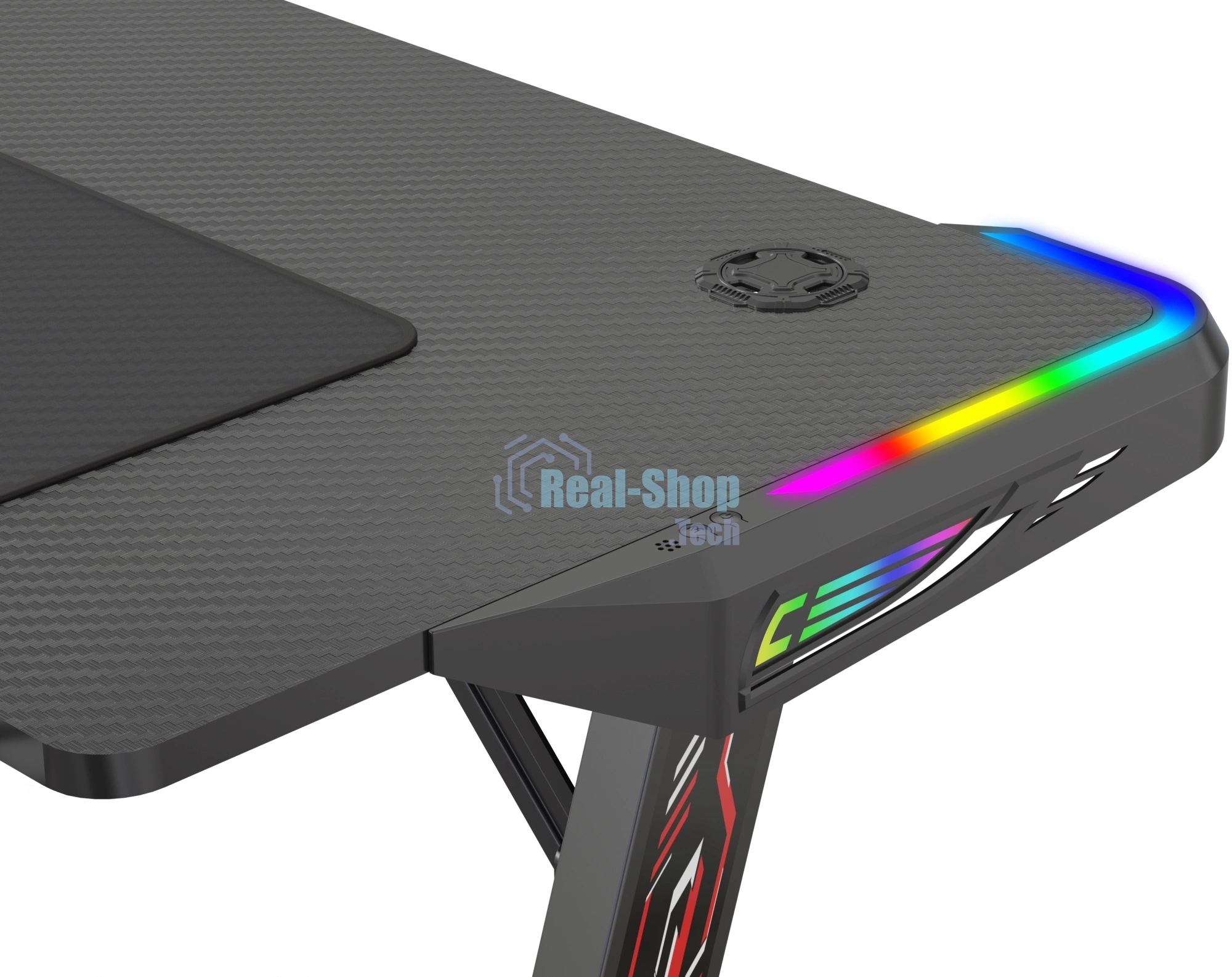 Стол игровой Cactus CS-GTZ-BK-RGb столешница ДСП, черный каркас черный