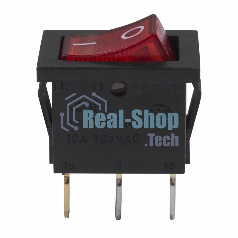 Выключатель клавишный Rexant 24V 15А (3с) ON-OFF красный с подсветкой Mini