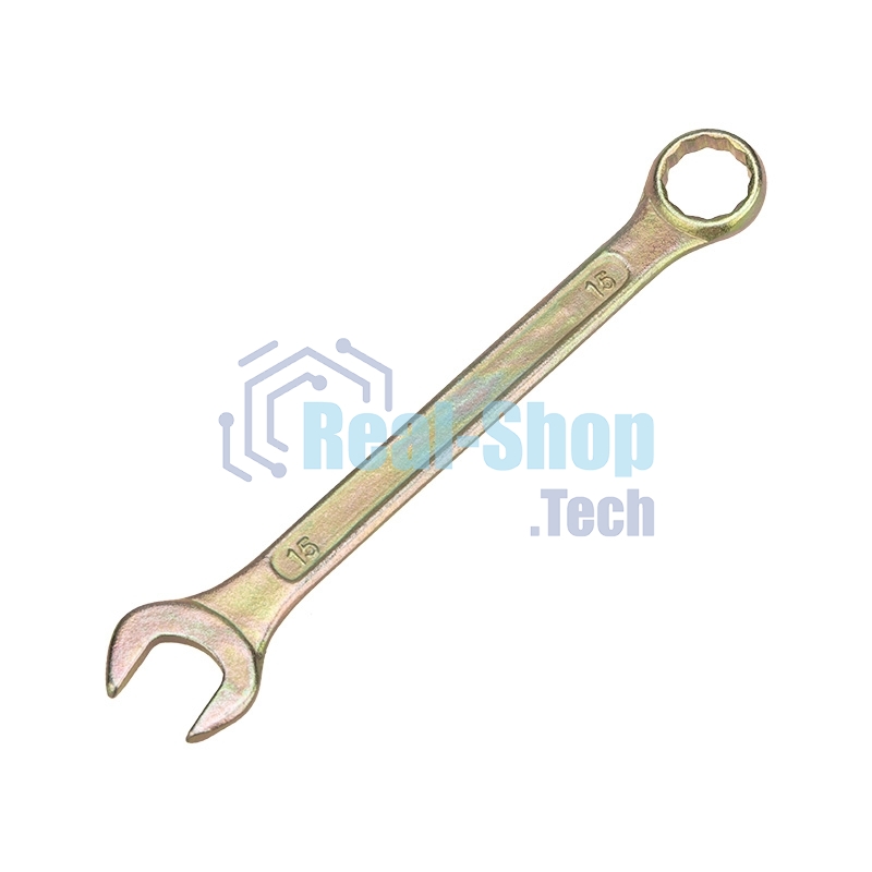 Ключ комбинированный Rexant 15 мм, желтый цинк