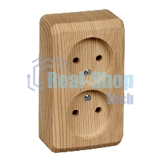 Розетка 2-м ОП Этюд Дача 16А IP20 без заземл. сосна SchE PA16-005D