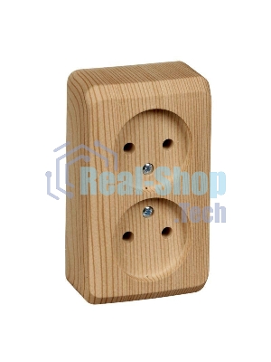 Розетка 2-м ОП Этюд Дача 16А IP20 без заземл. сосна SchE PA16-005D