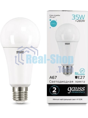Лампа светодиодная LED Gauss Elementary A67 35Вт E27 4100К