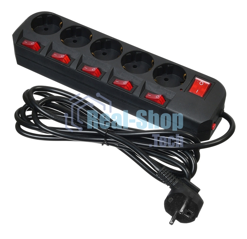 Сетевой фильтр Buro 500SH-3-SW-B 3 м (5 розеток) черный (коробка)