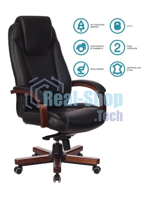 Кресло Бюрократ T-9923WALNUT/BLACK черный, кожа