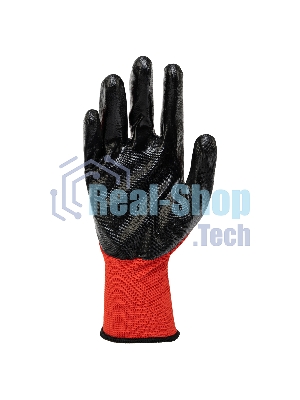 Перчатки Stels полиэфирные с черным нитрильным покрытием, размер 9, 13 класс вязки