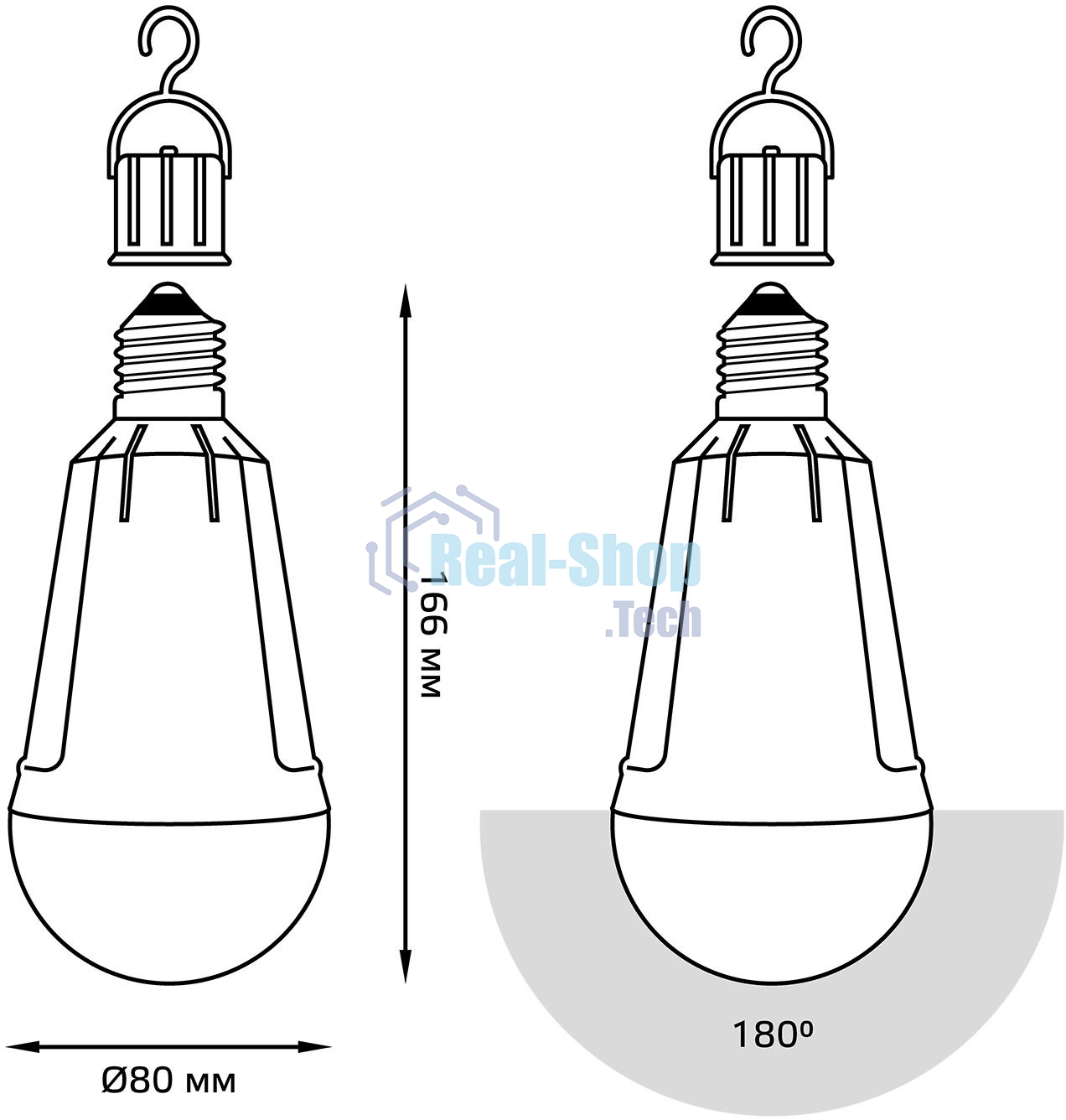 Лампа cветодиодная A80 12W 900lm 4100K Е27 авар. с Li-Ion аккумулятором LED