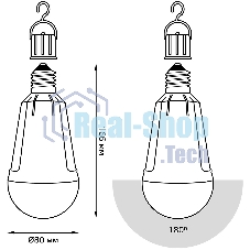 Лампа cветодиодная A80 12W 900lm 4100K Е27 авар. с Li-Ion аккумулятором LED