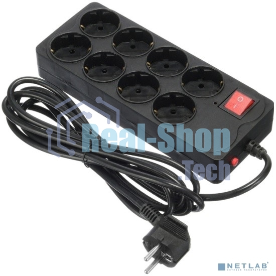 Сетевой фильтр Buro 800SH-5-B 5 м (8 розеток) черный (коробка)