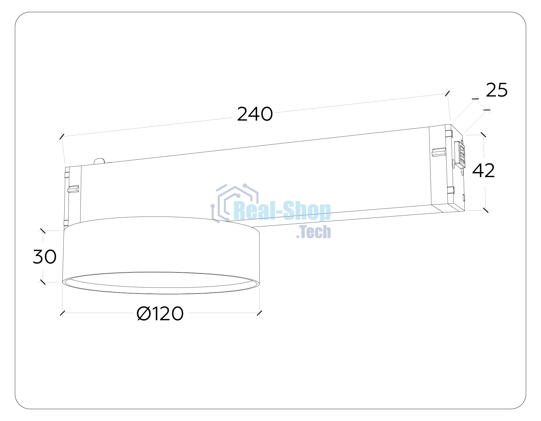 Управляемый светодиодный светильник для шинопровода Magnetic Ambrella light GL1381 BK черный IP20 15W 3000K-6400K 220V 120° D115/232*115*77 (Без ПДУ)