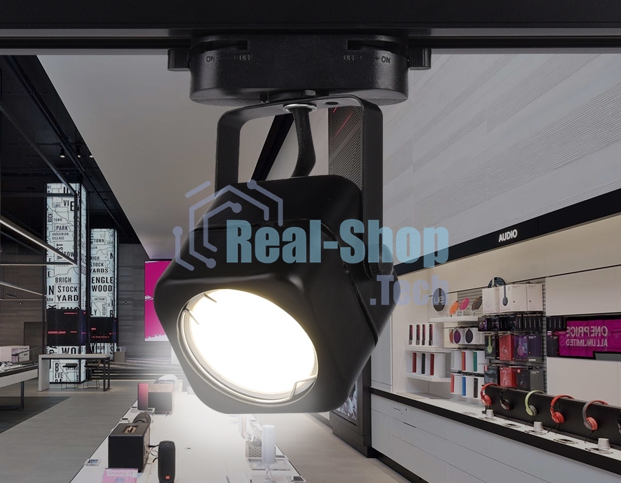Трековый однофазный светильник со сменной лампой Ambrella light GL5108 BK черный GU10 max 12W