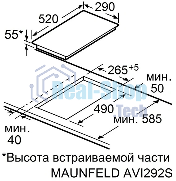 Индукционная варочная поверхность Maunfeld AVI292STBK, 2 конфорки, стеклокерамика, 3500 Вт