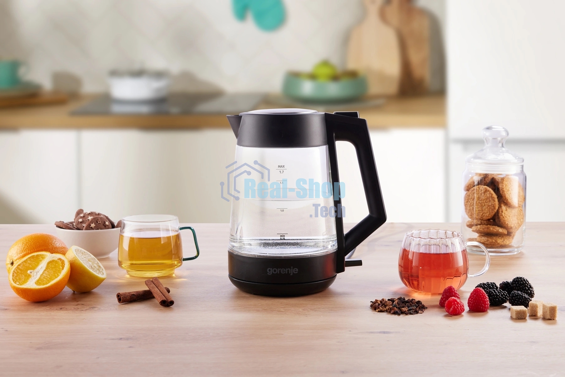 Чайник электрический Gorenje K17OGP 1.7л. черный корпус: стекло