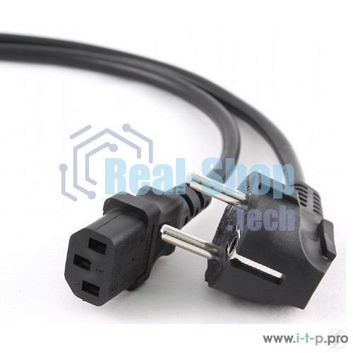 Кабель питания Cablexpert PC-186-1-5M, 5м, Schuko- C13, 3x1кв.мм, черный, с заземлением, пакет