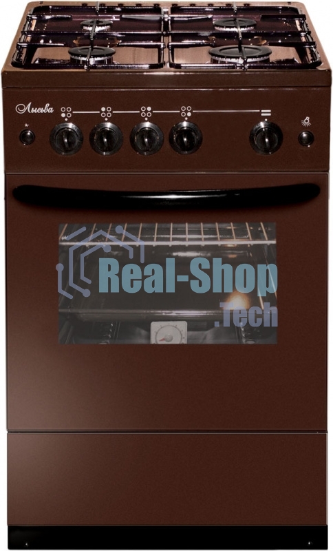 Плита газовая Лысьва ГП 400 М2С -2у коричневый, конфорок 4 газовых, духовка 57 л, 50 см x 84 см x 60 см (без крышки)