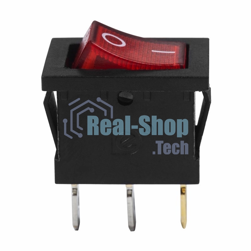 Выключатель клавишный Rexant 24V 15А (3с) ON-OFF красный с подсветкой Mini