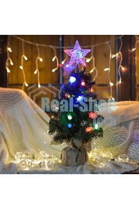 Гирлянда светодиодная универсальная с насадками (шарики, снежинки, елочки) 30 LED МУЛЬТИКОЛОР, 4,4 метра с контроллером