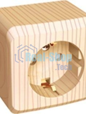 Розетка 1-м ОП Этюд Дача 16А защ. шторки с заземл. сосна SchE PA16-004D