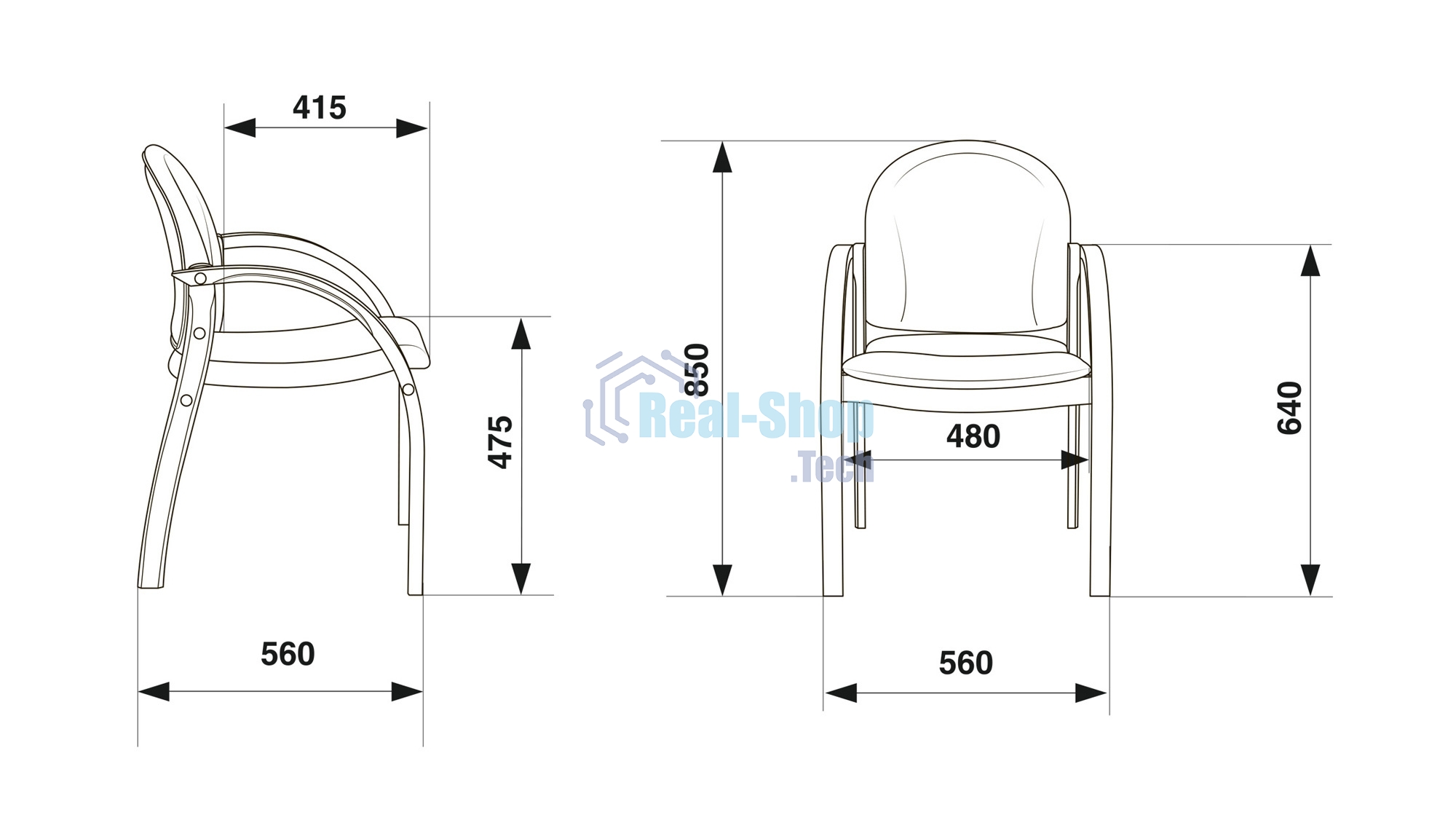 Стул Бюрократ ДЖУНО черный, искусственная кожа