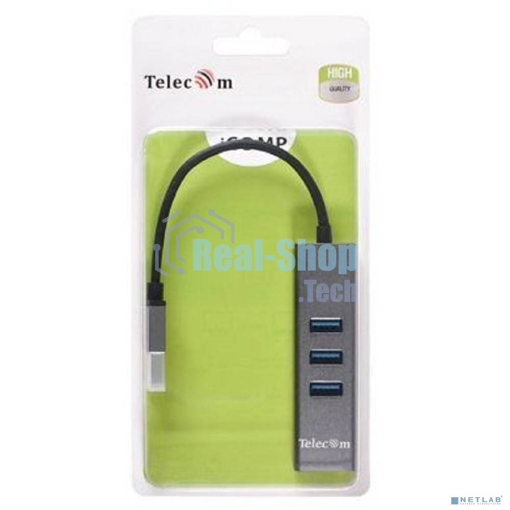 Переходник Telecom USB 3.0 - RJ-45 1000Mbps +3 USB3.0, Aluminum Shell, 0.2м TA311U