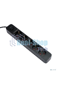 Сетевой фильтр Гарнизон 2.0 EPS-5-B-5, 5 р, 10А, 5 м, ур.защиты 2+, черный, пакет