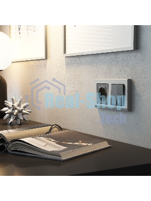 Розетка с заземлением, шторками и USB тип A+C (графит матовый)