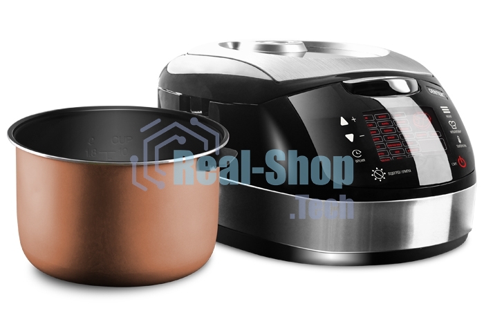Мультиварка Centek CT-1472 Ceramic черный/сталь, 860 Вт, 5.0 л, LED, 21 программа